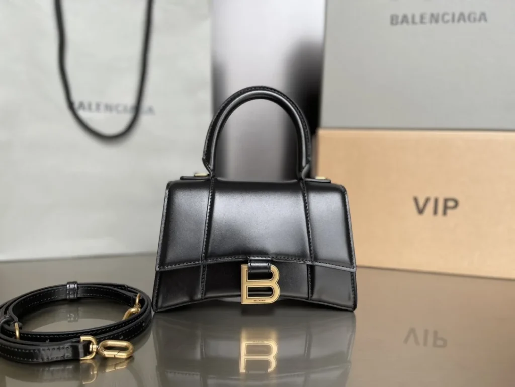 Balenciaga Designer Women’s Hourglass Top Handle Bags black