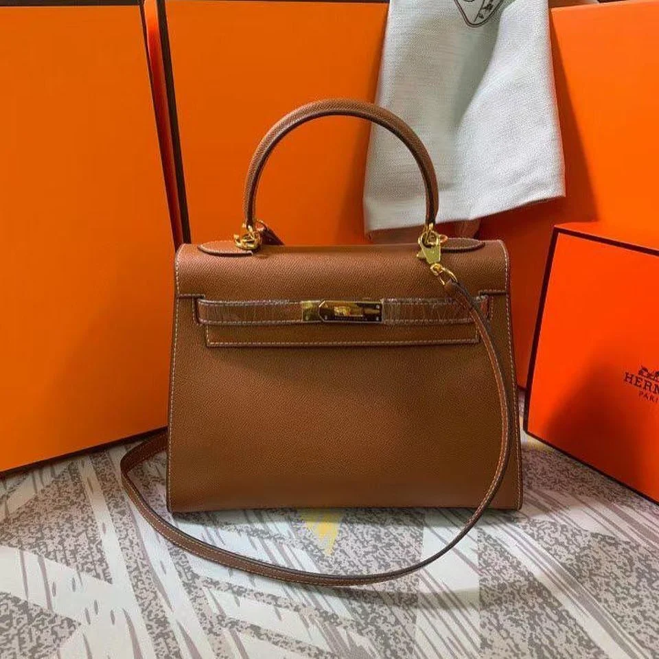 Hermes Kelly Bag With Sling dark brown