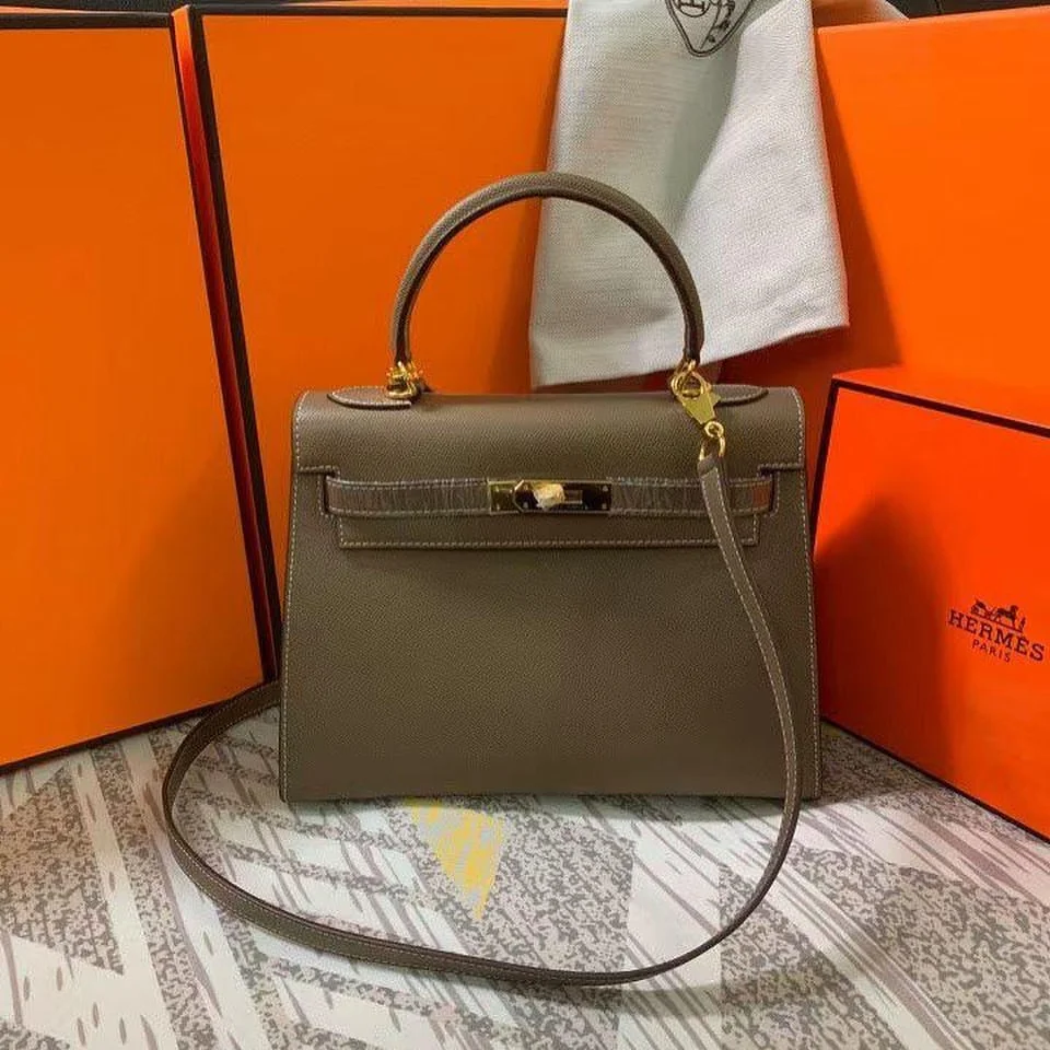 Hermes Kelly Bag With Sling light brown