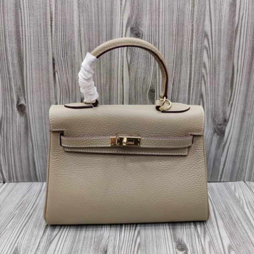 Hermes Kelly Bag With Sling light grey
