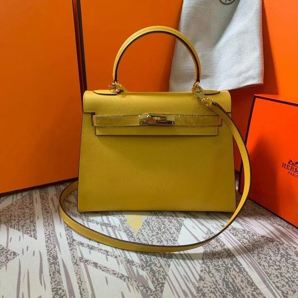 Hermes Kelly Bag With Sling yellow