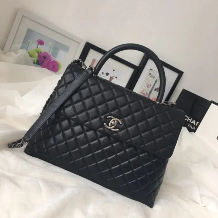Chanel Kelly Handbag Black Flap Leather Bag - Image 7