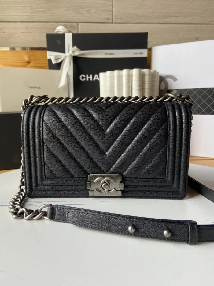 Chanel Boy V Caviar Handbags - Image 5