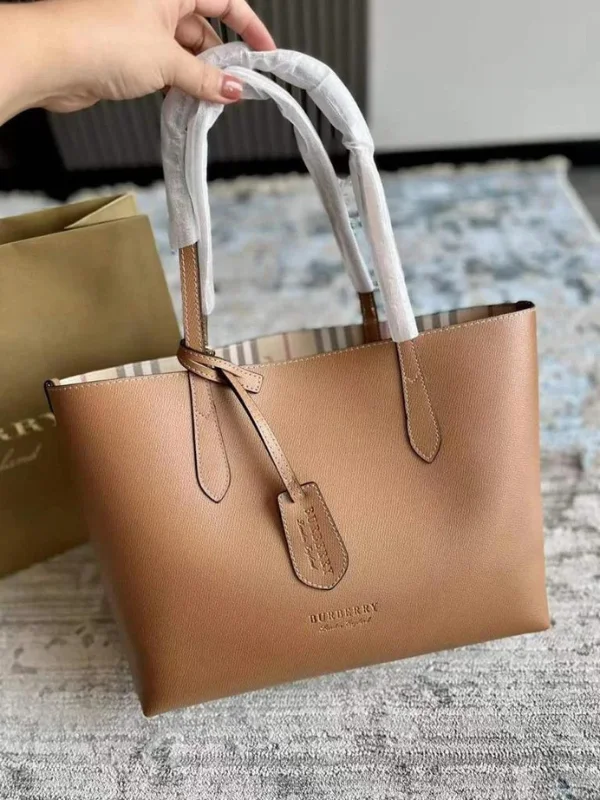 Burberry Brown Leather Lavenby Reversible Tote Bag