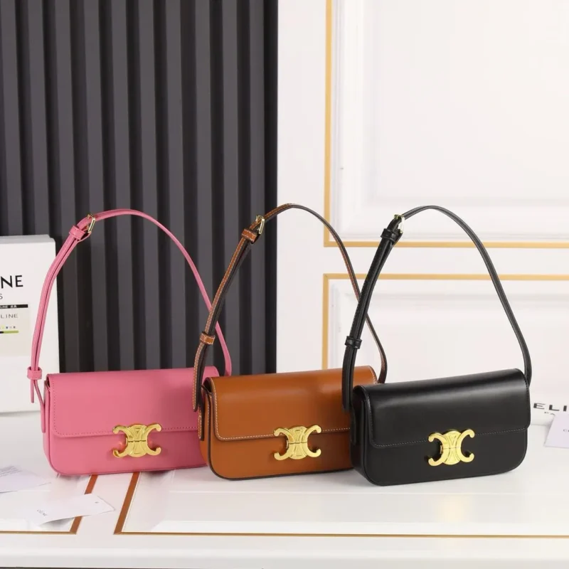 Celine Triomphe Leather Saddle Shoulder Bag