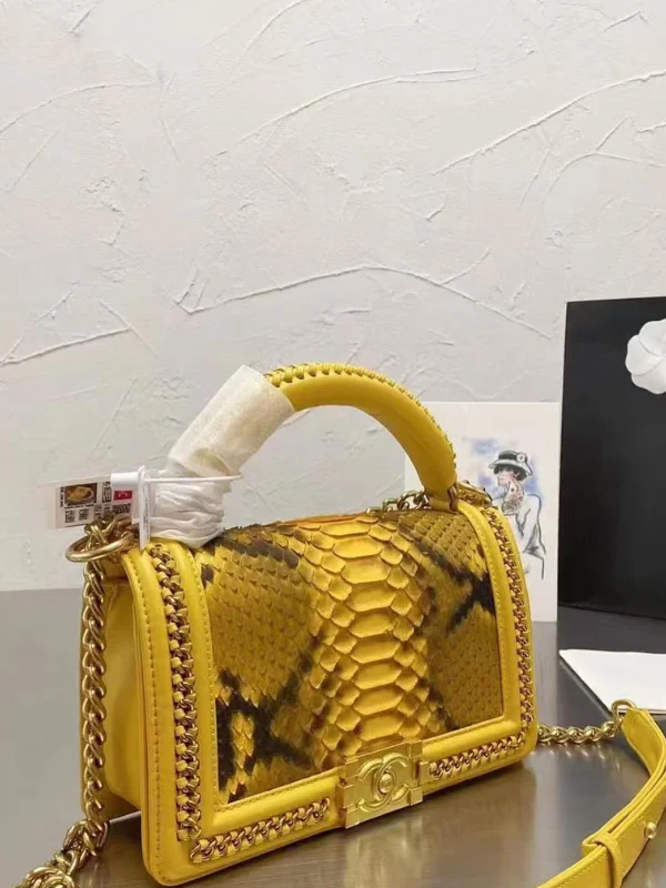 Chanel Boy Crocodile Looks Handbag Yellow