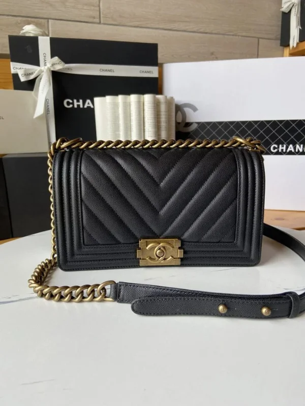 Chanel Boy V Caviar Handbags