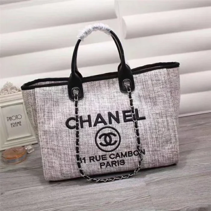 Chanel Deauville Canvas Tote - Image 3