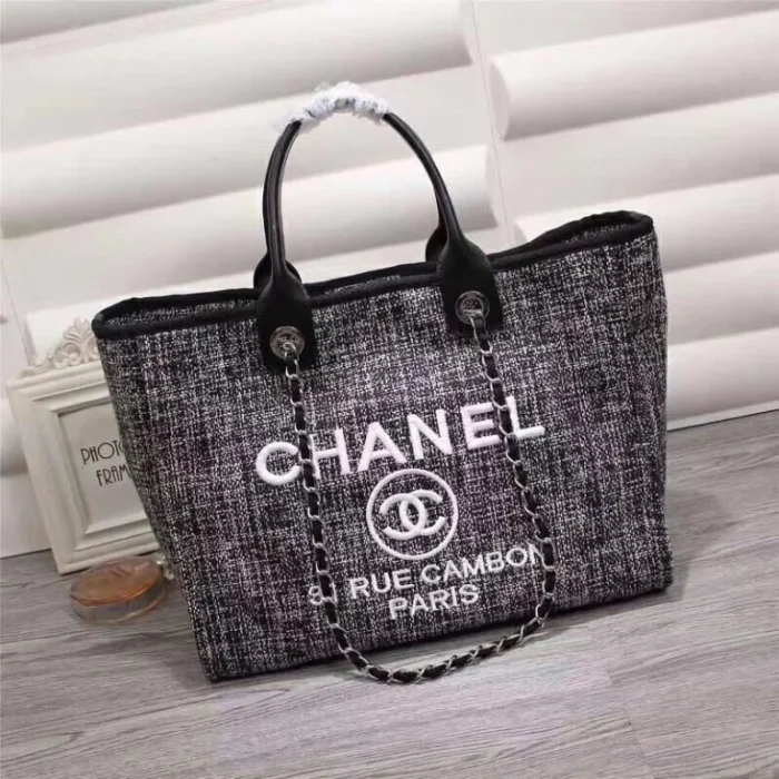 Chanel Deauville Canvas Tote - Image 4