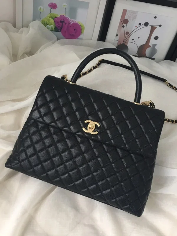 Chanel Kelly Handbag Black Flap Leather Bag