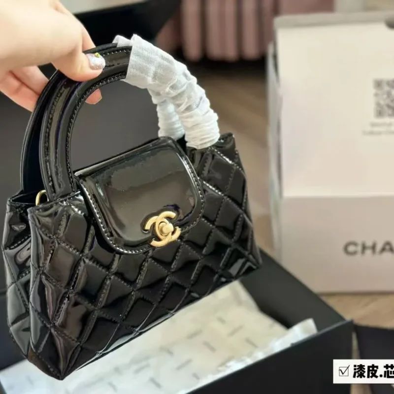 Chanel Shiny Flap Quilted Top Handle Bag