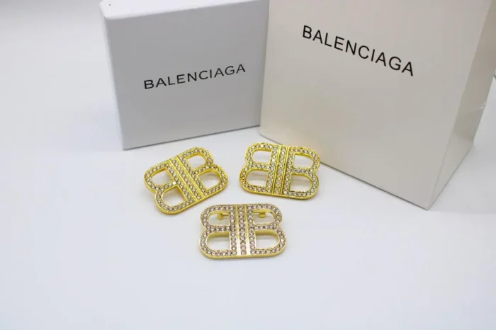 Balenciaga Luxury Gold Silver logo BB Brooch Pin - Image 2