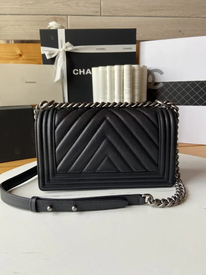 Chanel Boy V Caviar Handbags - Image 4