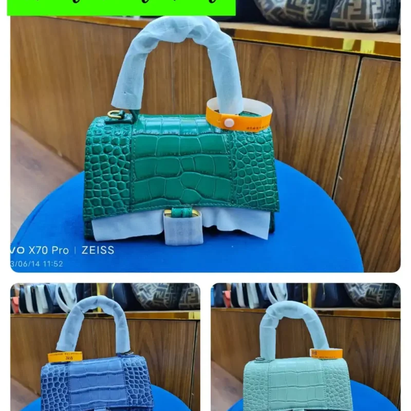 Balenciaga Crocodile Print Leather Handbag