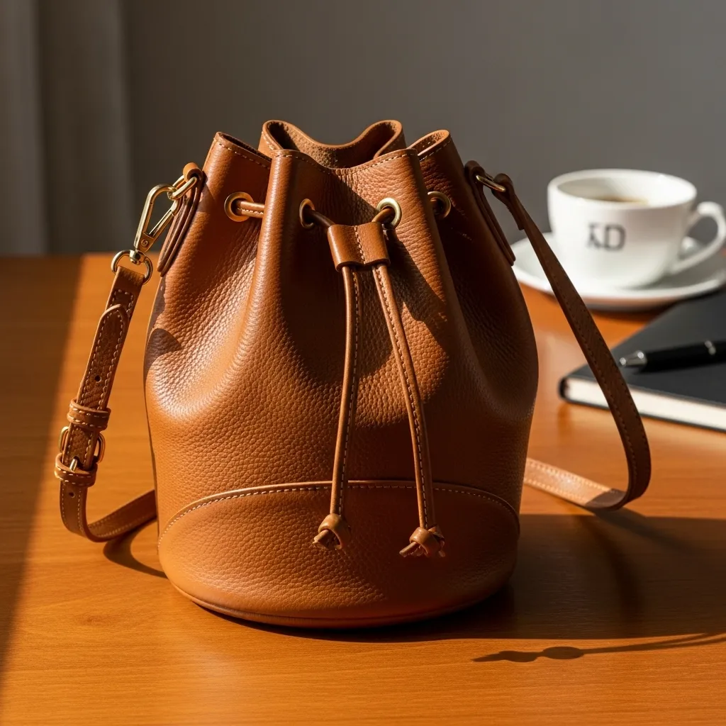 Bucket style crossbody bag