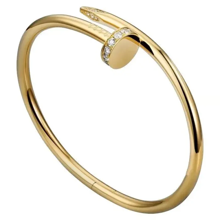 Cartier Stainless Steel Golden Nail Bracelet - Image 2