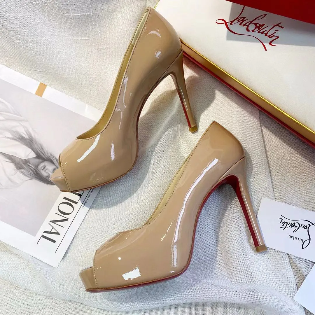 Christian Louboutin Beige Patent Leather Vendome Pumps
