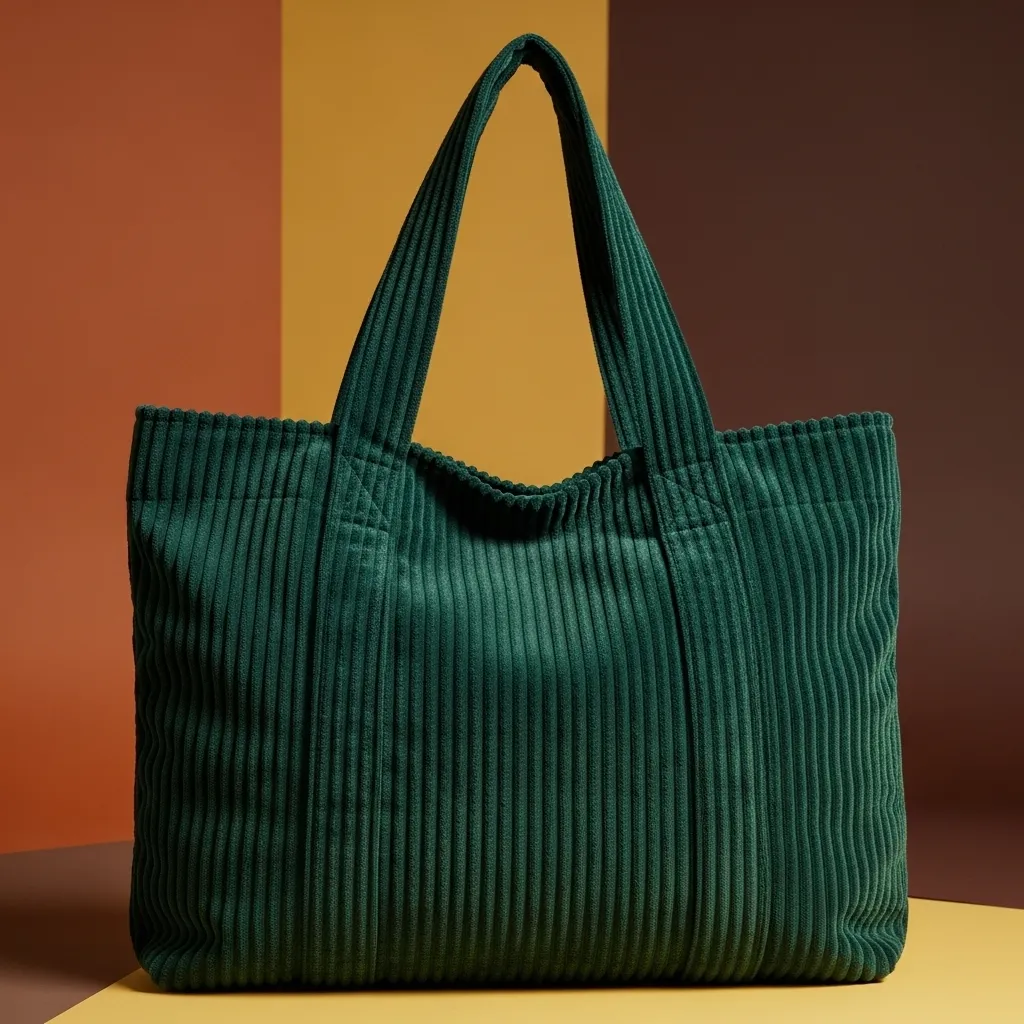 Corduroy tote bag green