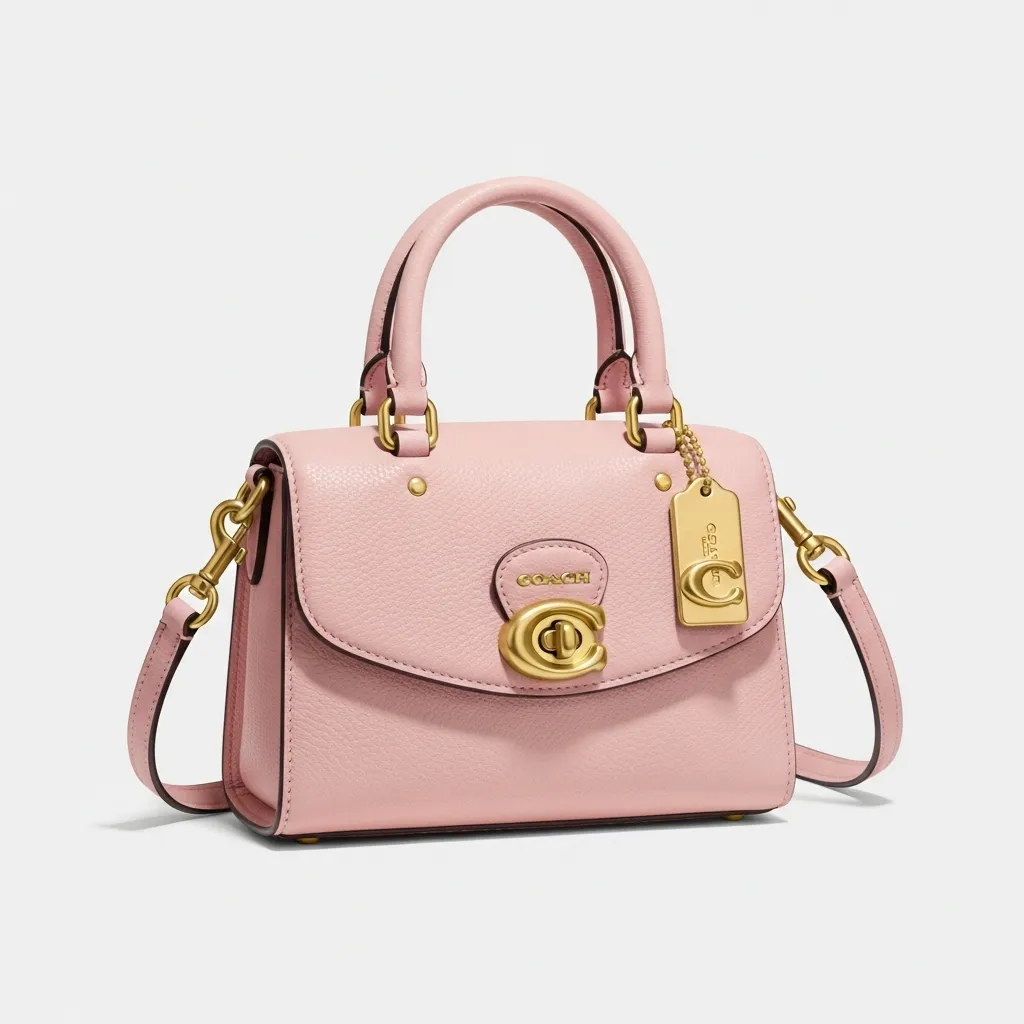 Cute pink Coach bag product shot