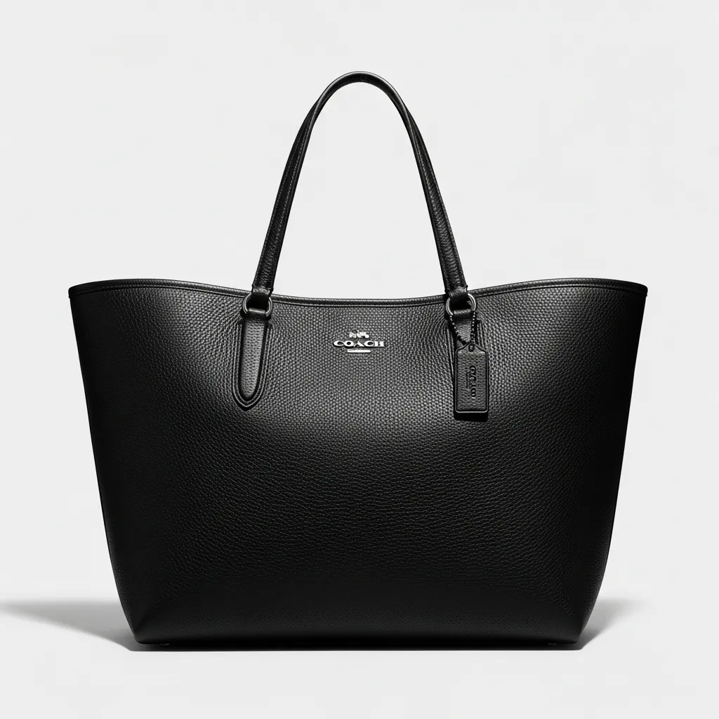 Large black Coach tote bag product shot