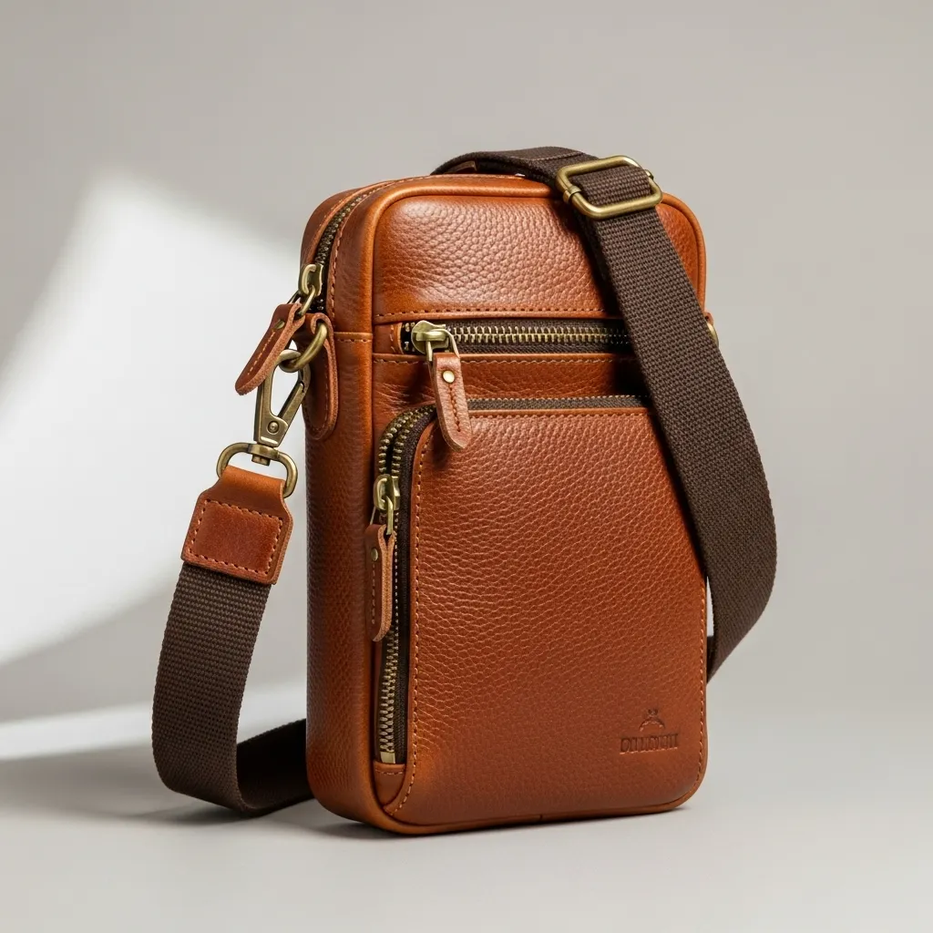 Leather crossbody travel bag