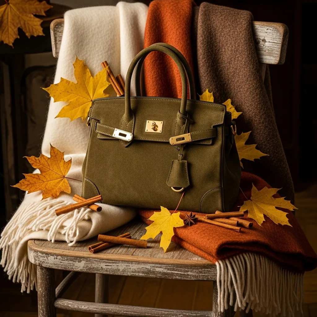 Olive suede designer bag.