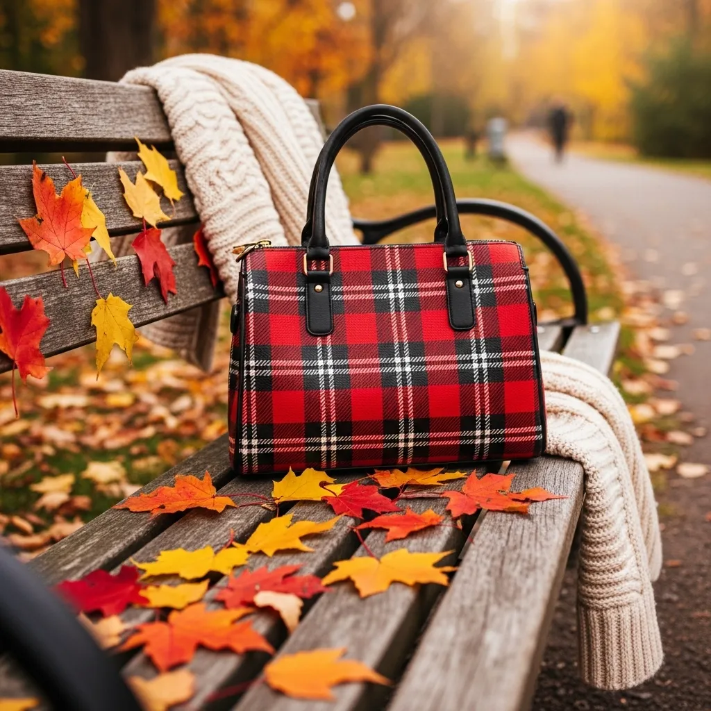 Patterned fall handbag