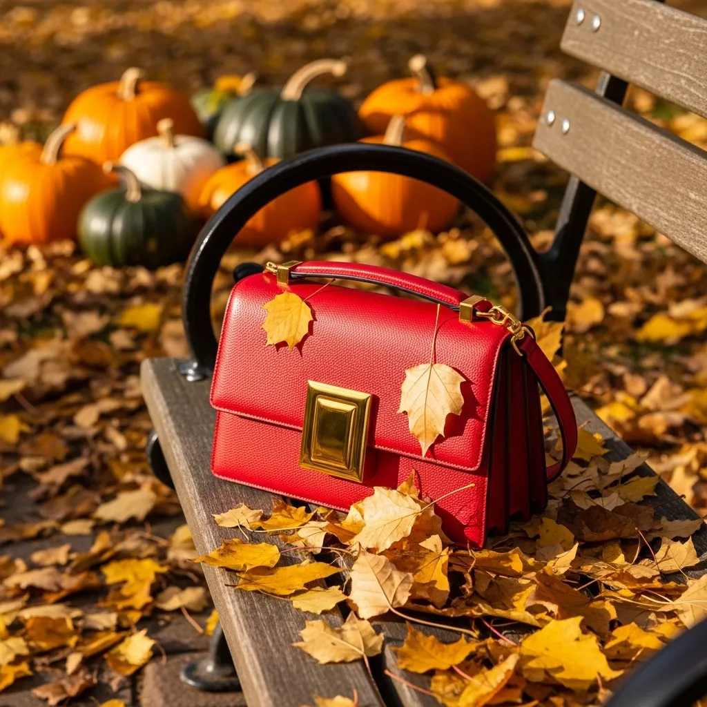 Red statement handbag.