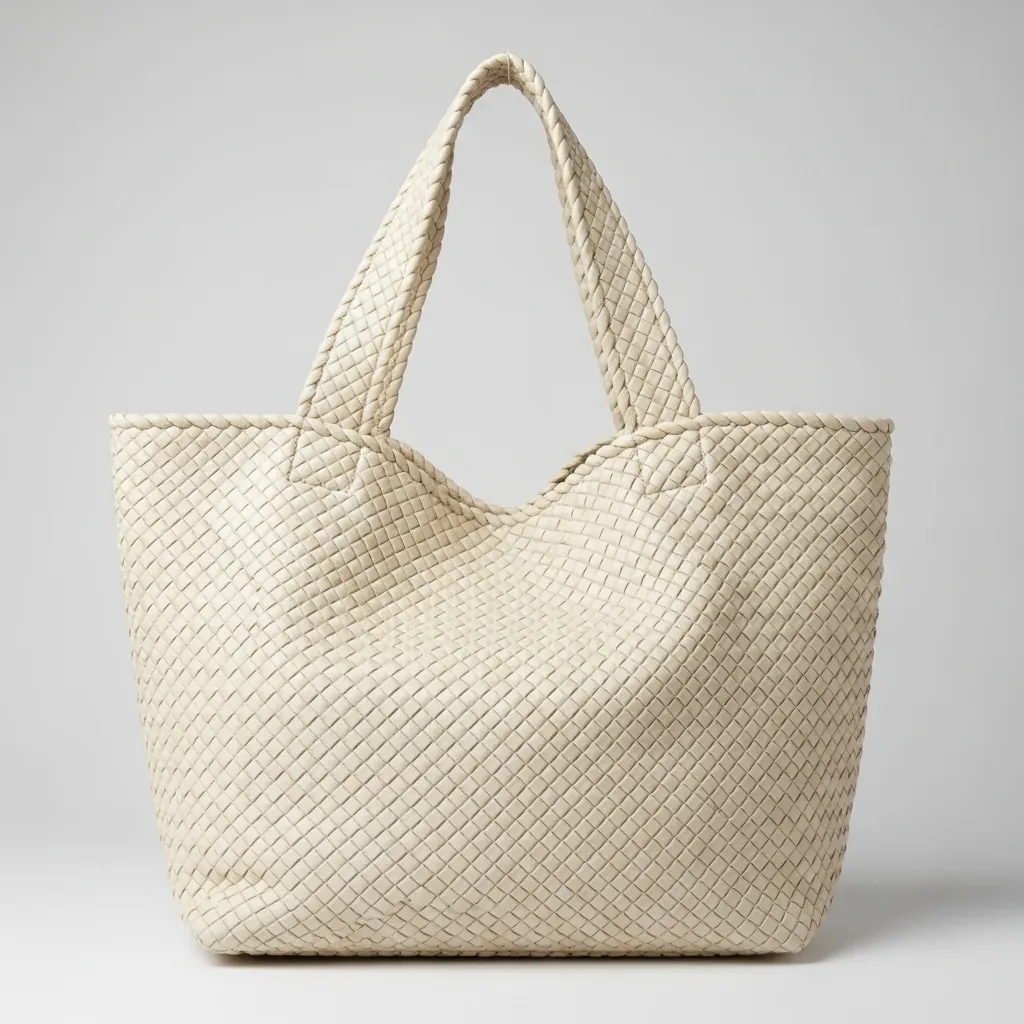 Woven vegan leather tote